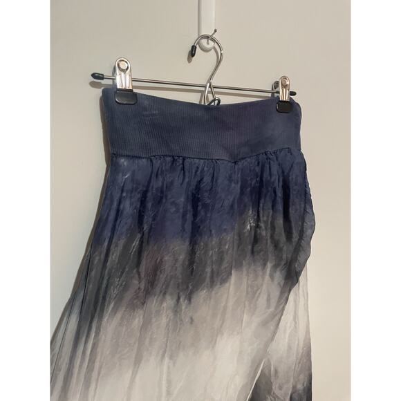 Made In Italy Silky Blue/Gray Dip Dye Palazzo Wrap Pants Soft Stretchy Waist￼ - Picture 2 of 7